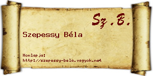 Szepessy Béla névjegykártya