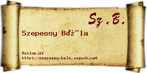 Szepessy Béla névjegykártya